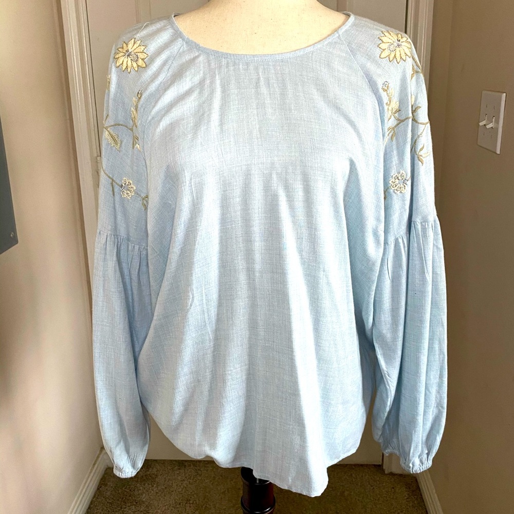 Light blue embroidered shirt 🦋